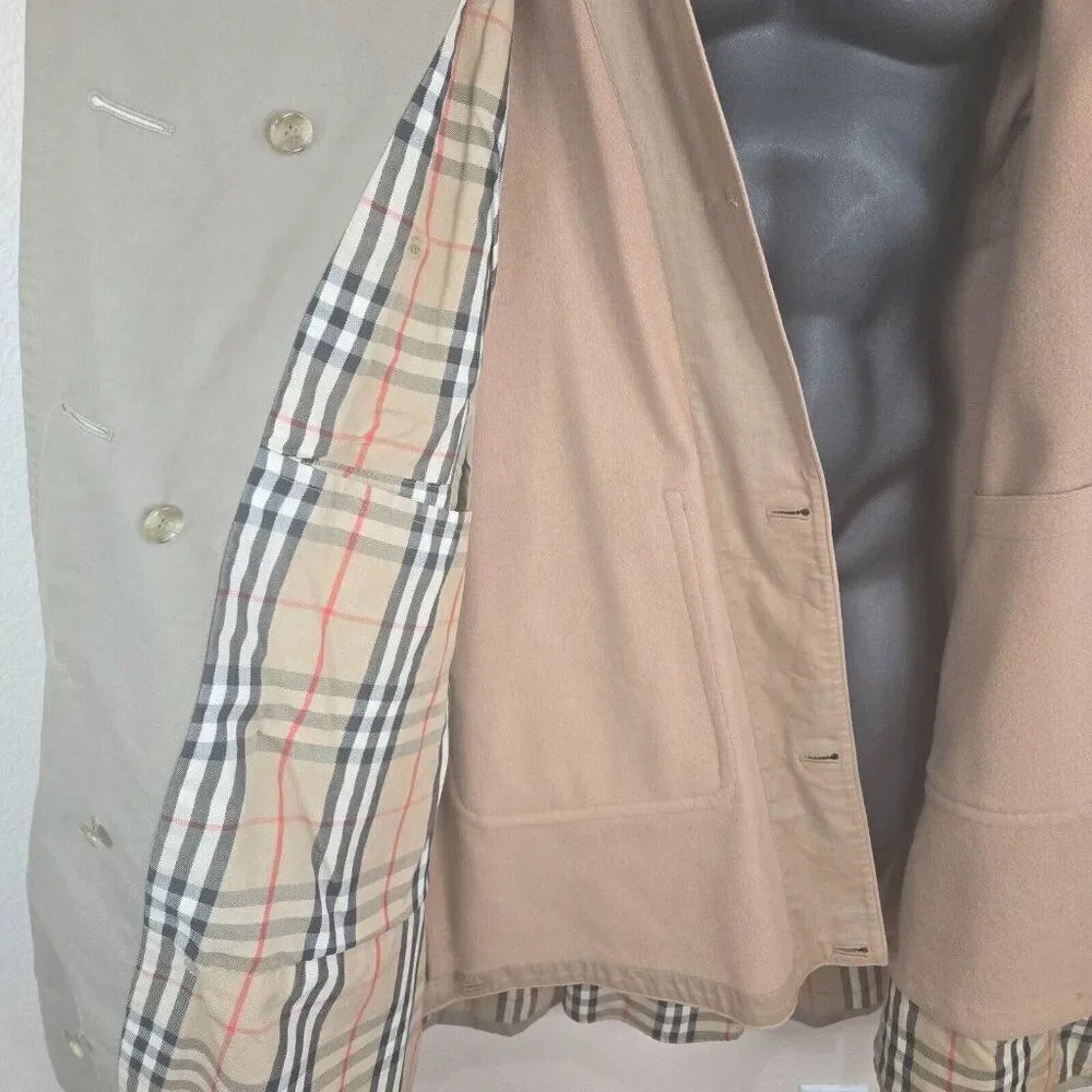 Burberrys Vintage Kensington Belted Trench Coat Womens 10 Khaki Nova Wool Lined - Picture 15 of 16
